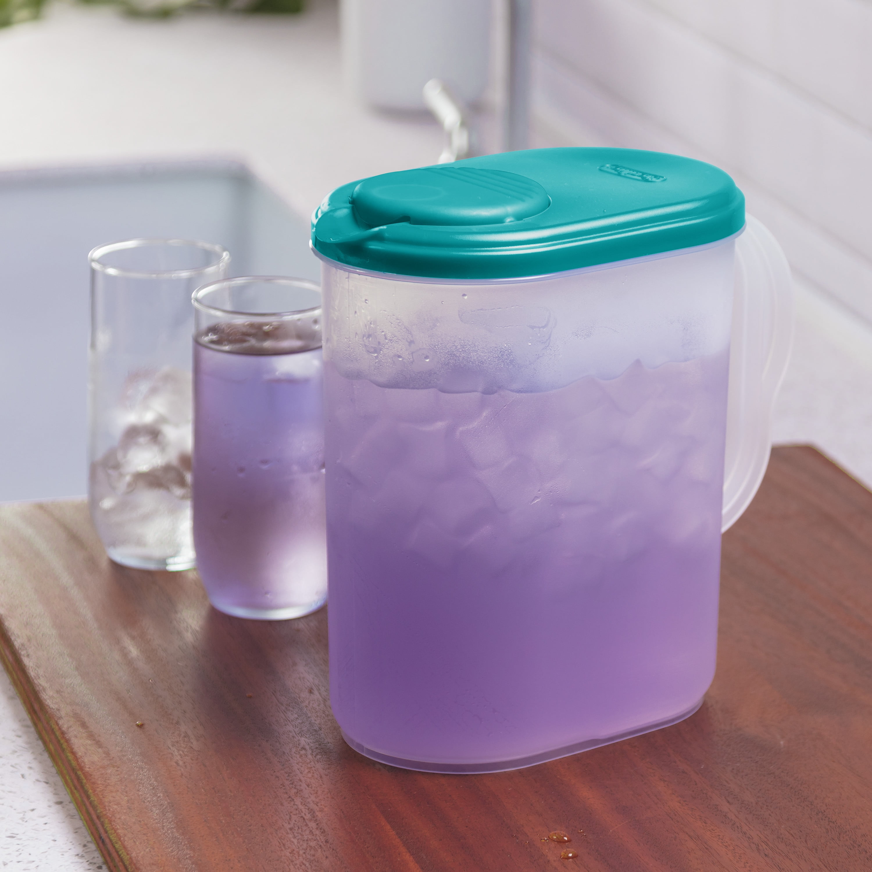 (2 pack) Sterilite, Pitcher, 1 Gal. Pitcher Plastic, Blue Atoll, plastic, 1 gal, suitable for organized drink storage.