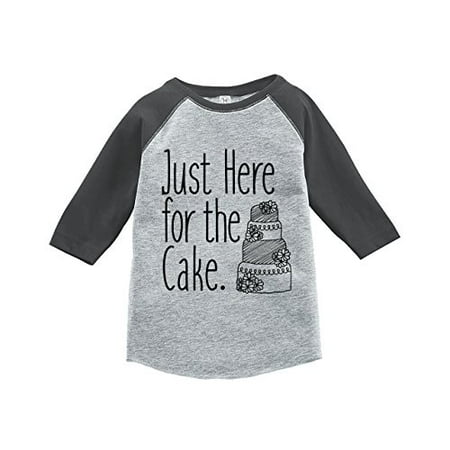 

7 ate 9 Apparel Girl s Here For The Cake Wedding Grey Baseball Tee
