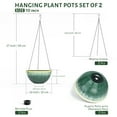 thumbnail image 2 of 2 Pack Hanging Planters for Indoor Outdoor Plants, 10 Inch Hanging Planter with Drainage Hole & Plug Glazed Hanging Baskets Flower Pots for Garden Home (Green Glaze), 2 of 7