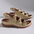 thumbnail image 5 of Slingback Sandals for Women Buckle Strappy Orthopedic Shoes Platform Low Wedge Summer Beach Vacation Walking Shoes Gold Size 9.5, 5 of 7