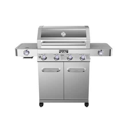 Monument Grills Clearview Lid 4 Burner with Side Sear Burner Propane Gas