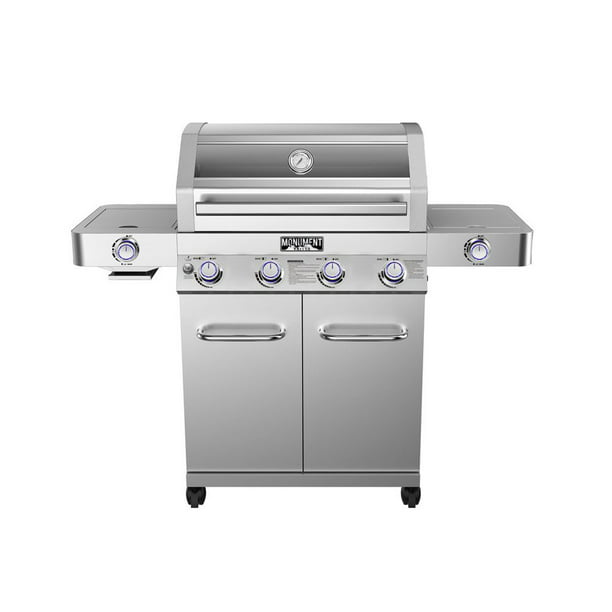 Monument Grills Clearview Lid 4 Burner with Side Sear Burner Propane ...