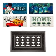 Evergreen Sassafras Indoor Outdoor Doormat Bundle 4 Seasons Set of 5 Tray and Inserts Doormats