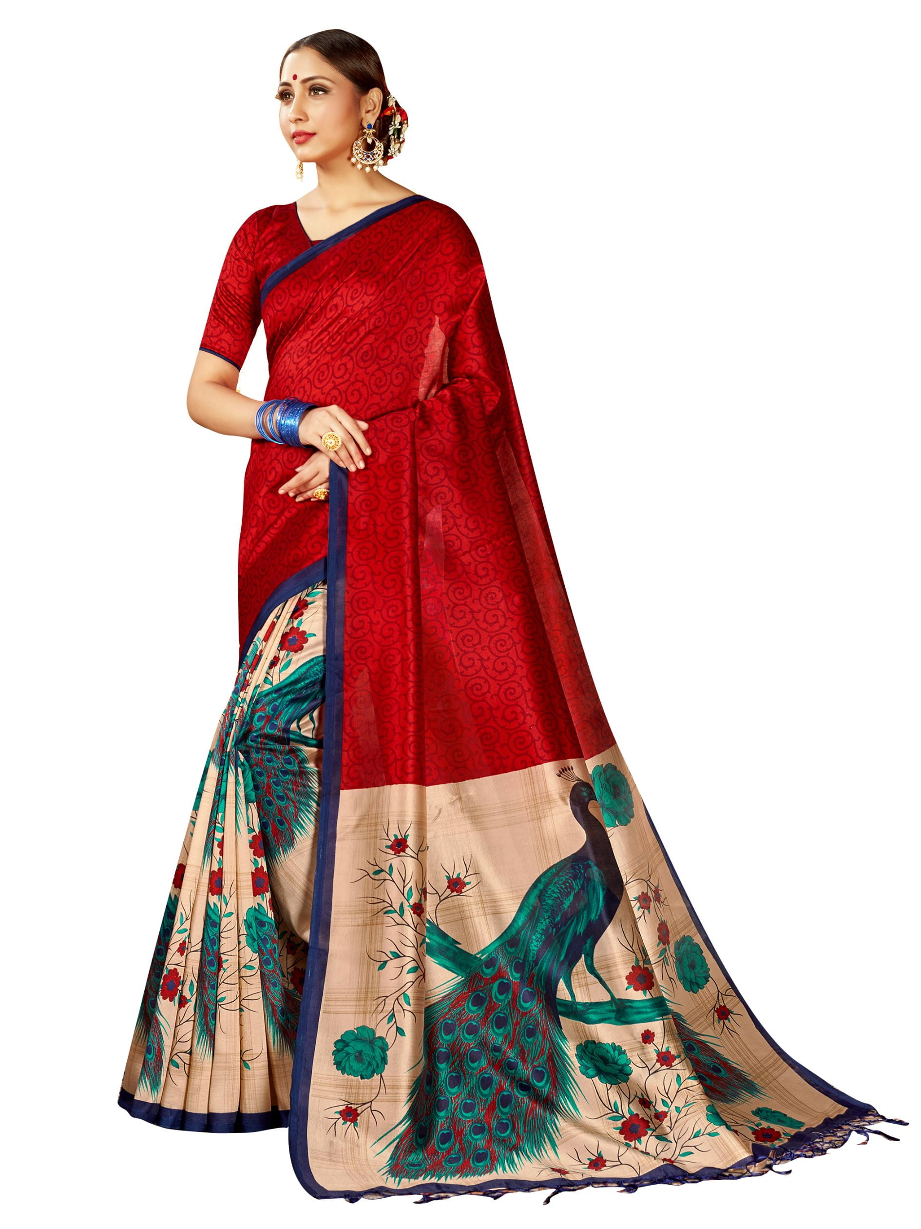 VAIVIDHYAM Women's Kanchipuram Cotton Sarees-Sari_Khaki : Amazon.in: Fashion