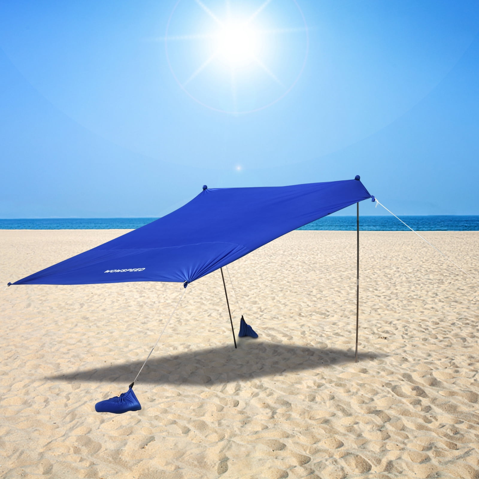 Beach Tent Tarp Shade Canopy Waterproof Portable Sun Shelter Aluminum Poles Ground Nails Upf 50 Camping Trips Fishing Backyard Fun Picnics Walmart Com