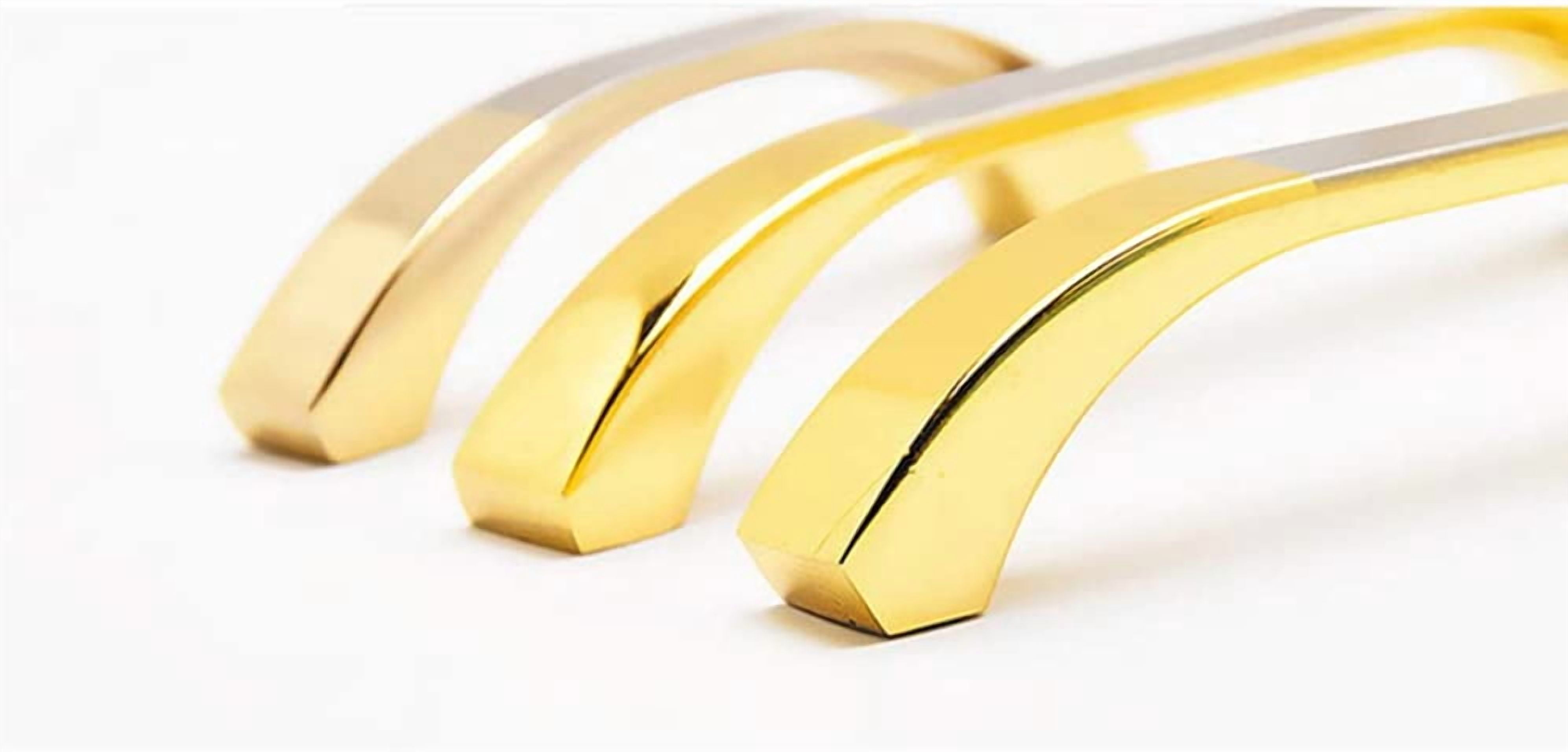 Gold and Silver Cabinet Handles 10 Pack Kitchen Cabinet Pulls 2-1/2" Hole Centers Euro Style Drawer Hardware