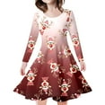 thumbnail image 1 of WEAIXIMIUNG Robe Bleue Enfants Filles Tout-Petits Arbres de Noël Imprimé Cerf Robe de Fête à Manches Longues 4-5 Ans, 1 of 5