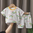 thumbnail image 2 of ANINEO Toddler Boys Girls Summer Cartoon Printed Short Sleeved Tops And Shorts 2PC Children Outfits Suits, 18-24 Months, 2 of 3