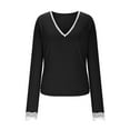thumbnail image 4 of JUSLIO Womens Blouses Casual Solid Shirts Tops Fashion Long Sleeve V Neck Shirts Tops Black 2XL, 4 of 8