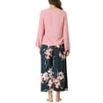thumbnail image 3 of INSPIRE CHIC Women's 2 Pcs Long Sleeve Top with Floral Capri Pants Lounge Set Sleepwear Pajama Sets XS Pink Black, 3 of 5