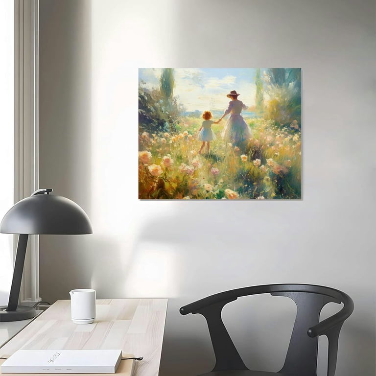 Wieco Art "The Poppy Field Near Argenteuil" Canvas Print - Claude Monet Reproduction, Stretched Wall Art