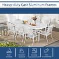 thumbnail image 5 of 9-Piece Patio Cast Aluminum Dining Set, 8 Person Outdoor Dining Furniture Set, includes 84" Oval Table and 8 Chairs with Umbrella Hole for Patio Deck Garden, White, 5 of 7