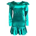 thumbnail image 2 of Women's Plus Size Ruffle Flounce Long Sleeve Peplum Bodycon Formal Midi Party Cocktail Pencil Dress, 2 of 8