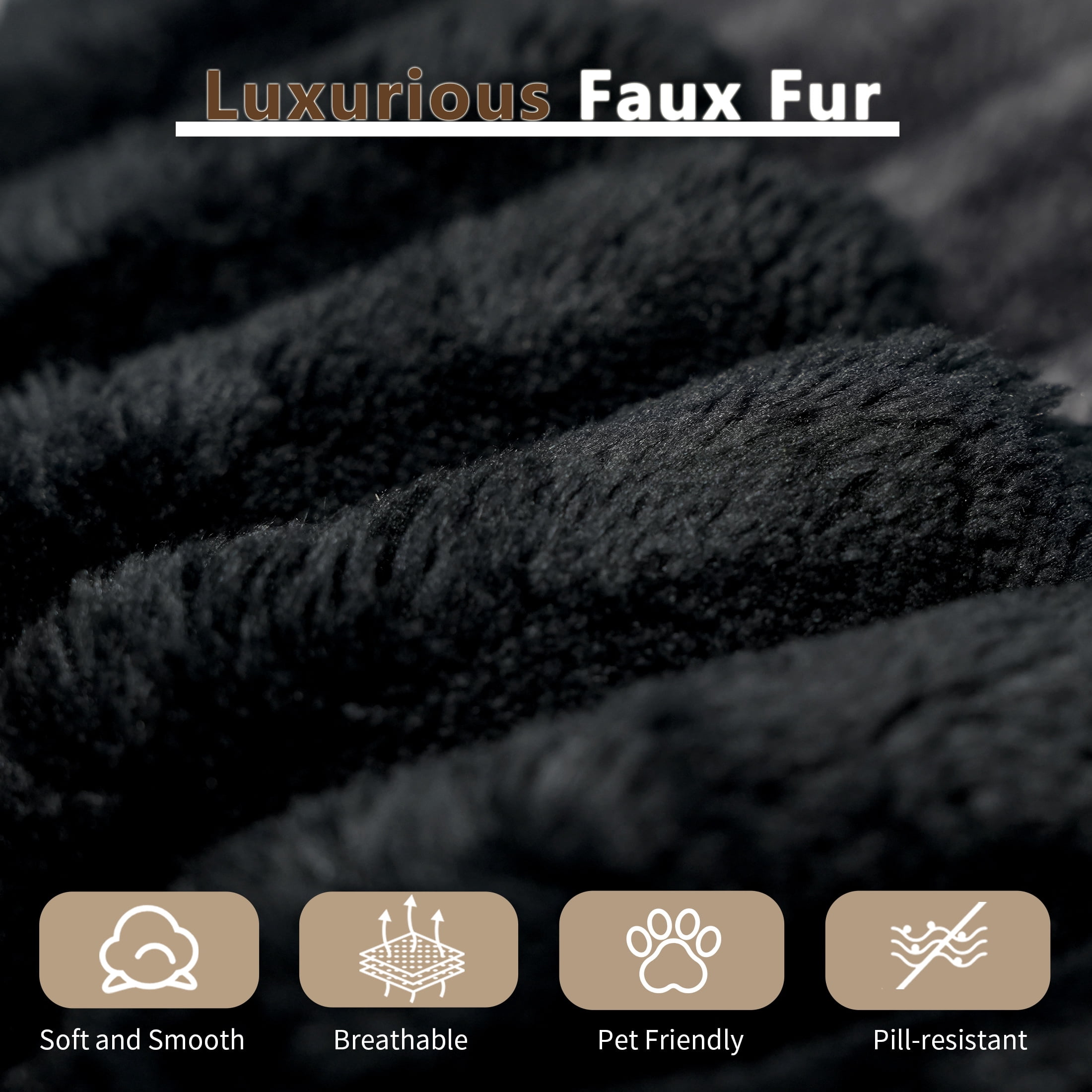 MOONMISS Chaise Lounge Chair Indoor,Oversized Upholstered Fluffy Plush Faux Fur Cloud Sofas Couches for Living Room,Black