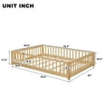 thumbnail image 5 of Mirightone Full Size Floor Bed, Wood Montessori Floor Beds with Fence Railings, Door & Slats Support, Twin Playhouse Bed Frame, (Natural), 5 of 6