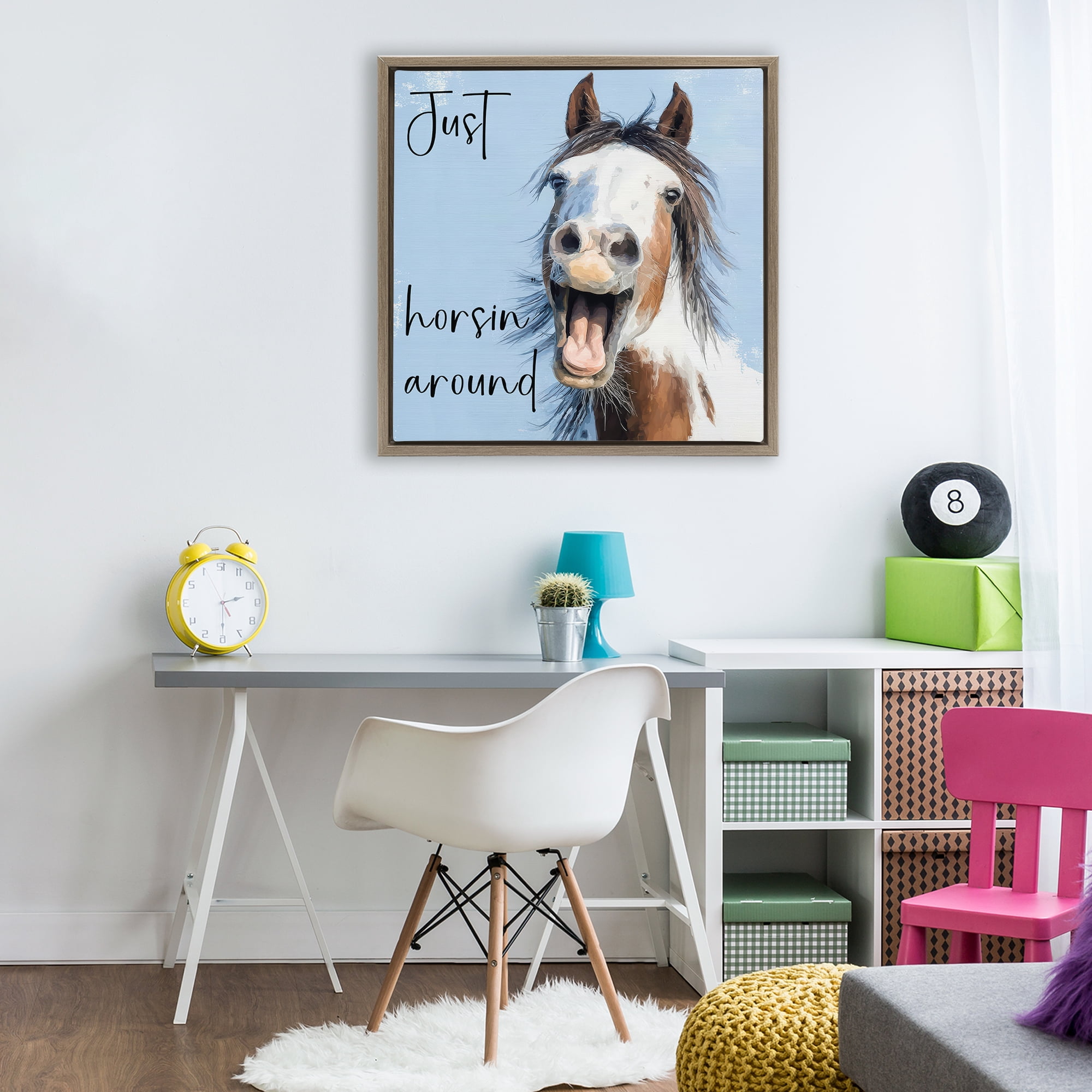 Stupell Industries Just Horsin' Around Brown Framed Floater Canvas Wall Art, design by Kim Curinga