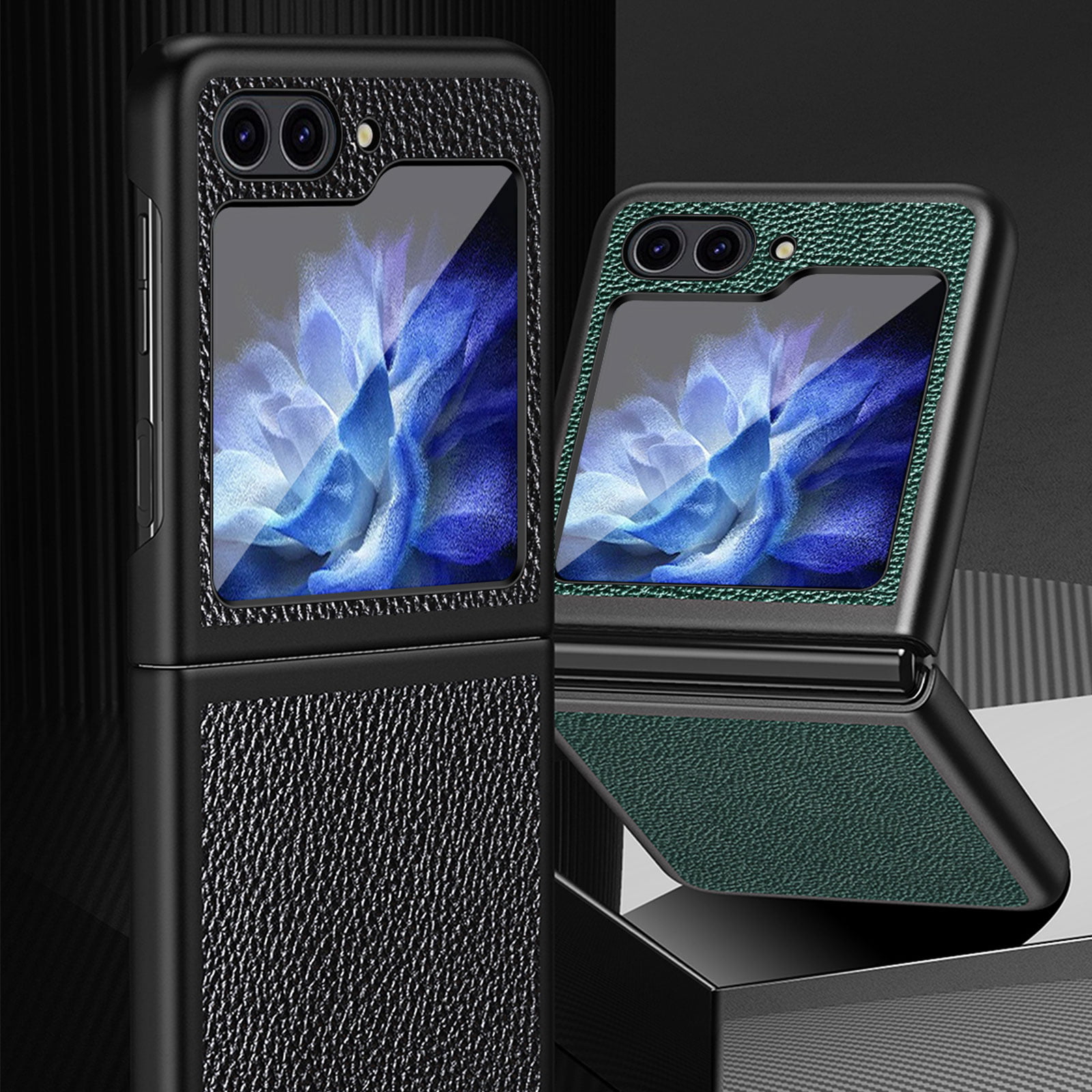 For Samsung Galaxy Z Flip 5/4/3 Shockproof Leather Hybrid Solid
