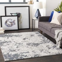 Hauteloom Fence Living Room, Bedroom Area Rug - Modern - High Pile - Blue, Gray, Ivory - 2' x 3'