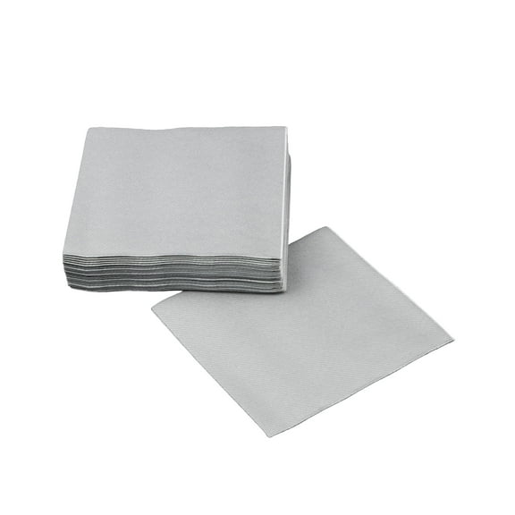 SimuLinen Cocktail and Party Napkins Beverage Napkins - Silver - 250 Beverage Napkins