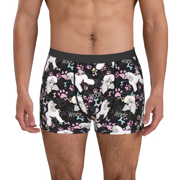 Fotbe Cute Poodle Dog Calzoncillos Tipo Boxer con Bolsa de Soporte Total para Hombre, X-Temp Fresco, Transpirable y de Secado Rápido-Medium