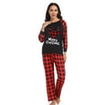 thumbnail image 3 of Odeerbi Christmas Pajamas for Family Holiday Plaid Long Sleeve Family Christmas Pajamas Matching Sets Mom Merry Christmas Print Parent-child Suit Two-Piece Sleepwear Xmas PJs Set Red, 3 of 8