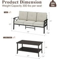 thumbnail image 5 of May in color Metal Outdoor furniture set, All-Weather Metal Patio 3-seat Sofa with Coffee table, Patio Sofa set for Porch Backyard Garden, Black, 5 of 7