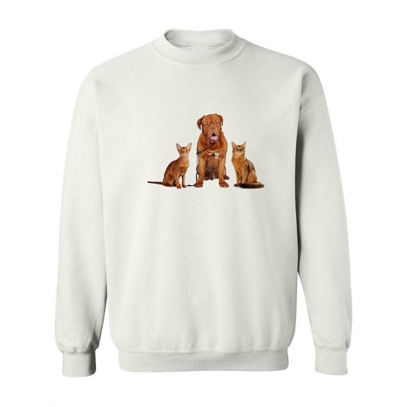 Three Red Colored Pets Sweatshirt Women -Image by Shutterstock, Female Large