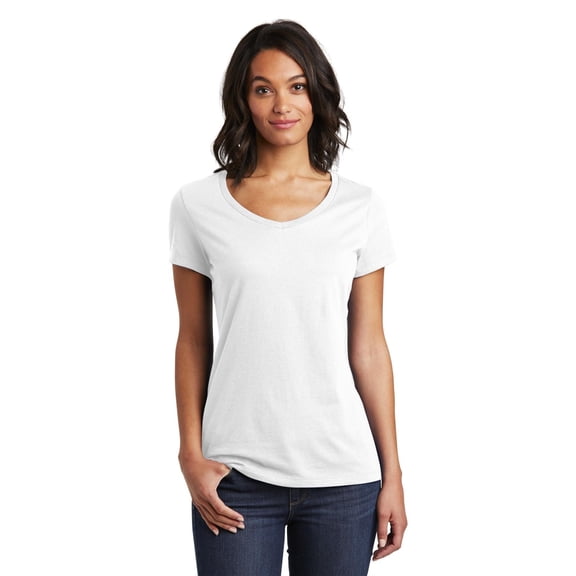 District Women's Very Important Tee V-Neck Dt6503 - White - XXL