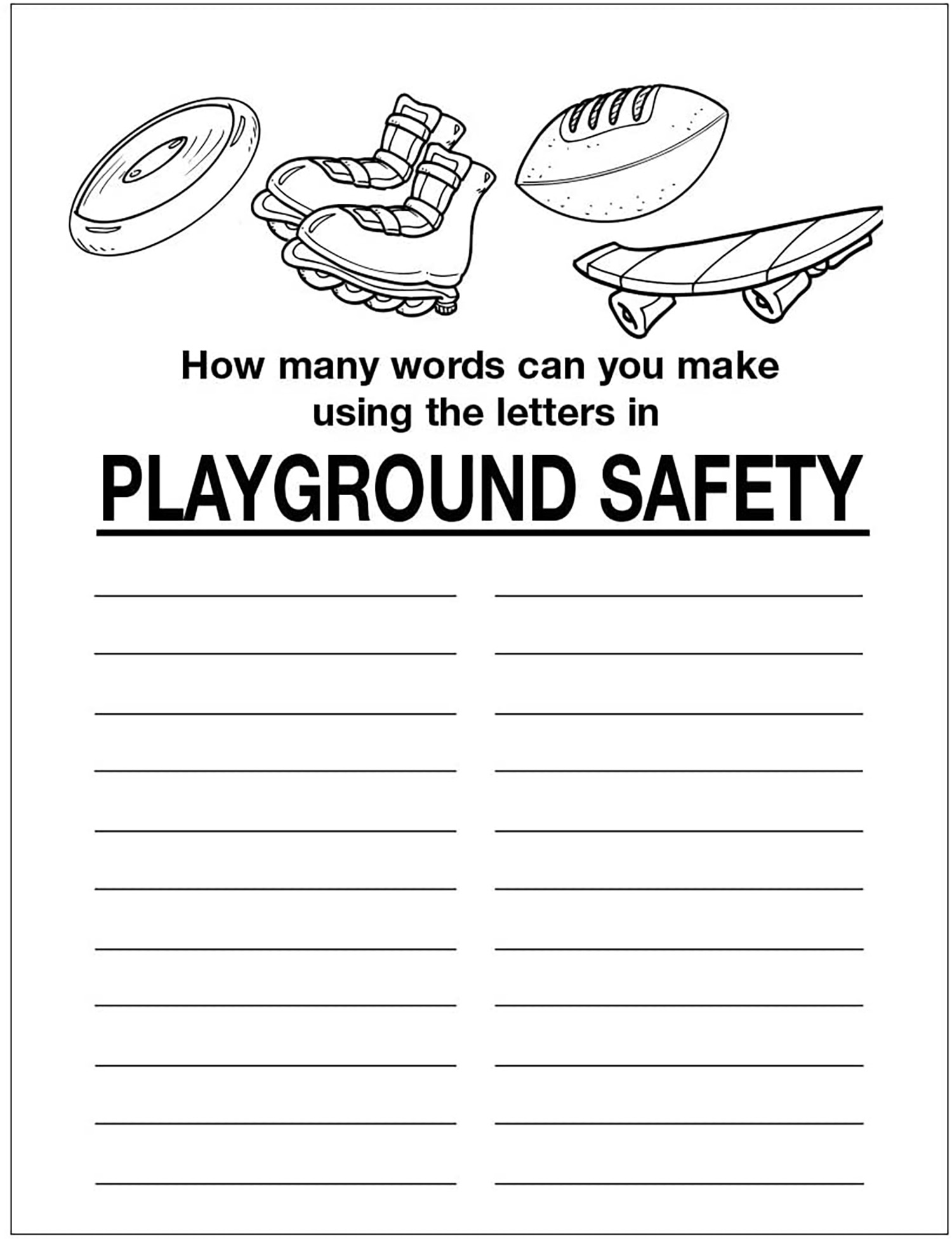 25 Pack - Play It Safe on the Playground Kid's Educational Coloring & Activity Books