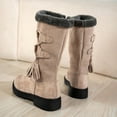 thumbnail image 4 of Mid Calf Snow Boots for Women Fashion Strappy Suede Winter Fuzzy Long Booties Round Toe Chunky Lug Sole Zipper Cold Weather Boots, 4 of 7