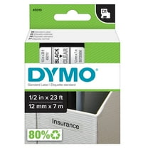 DYMO D1 Standard Labels for LabelManager Label Makers, 1/2-Inch x 23-Foot, Black Print on Clear Tape, Self-Adhesive, 1 Cartridge