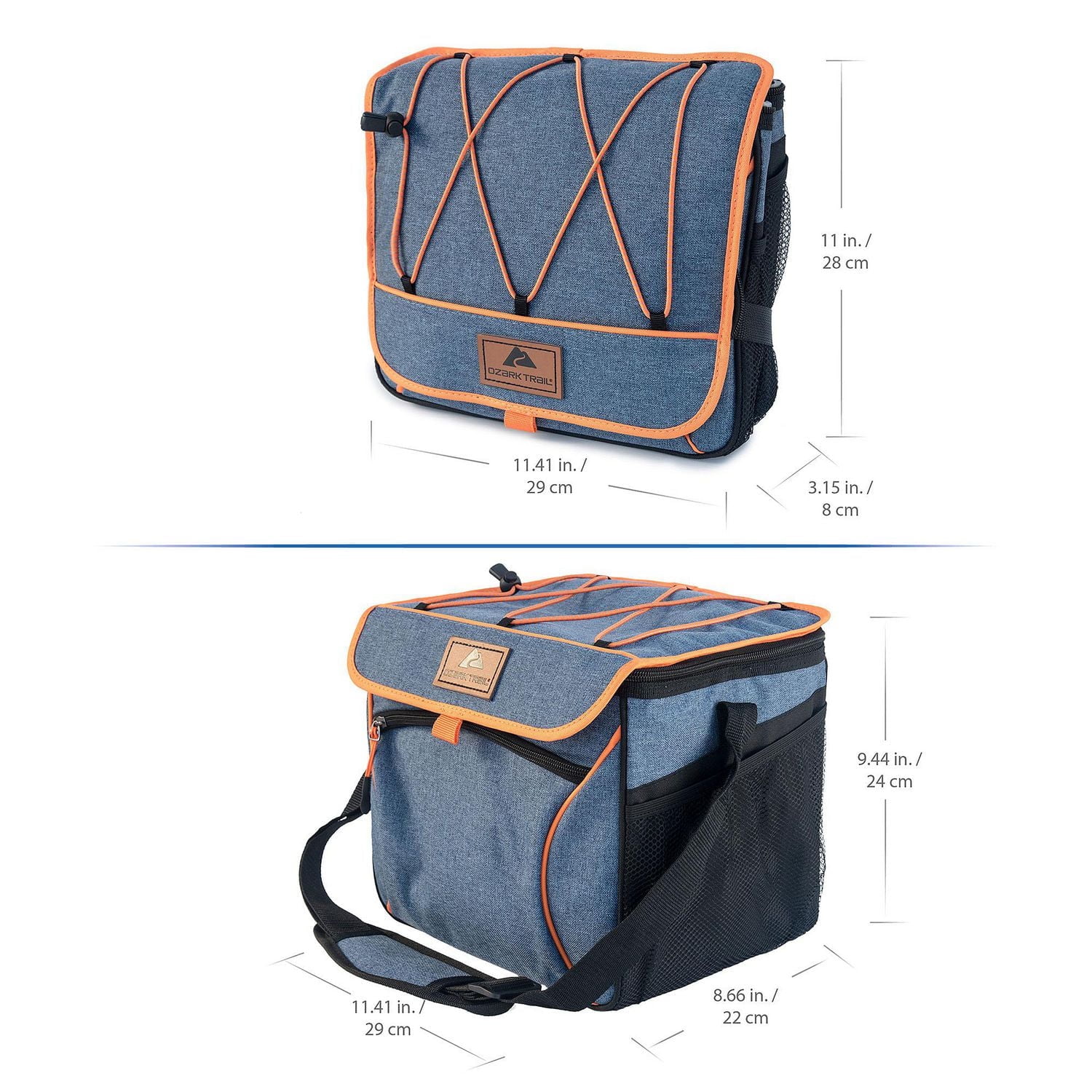 Glacière pliable Ozark Trail 24 canettes avec doublure rigide, couleur bleue, capacité de volume de 8,37 pintes ou unité de mesure de 24 canettes.