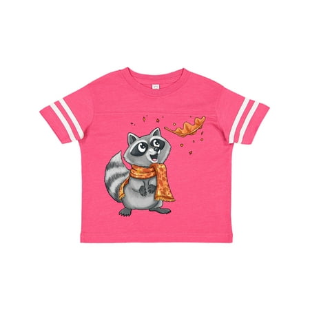 

Inktastic Cute Raccoon with Scarf with Orange Autumn Leaf Gift Toddler Boy or Toddler Girl T-Shirt