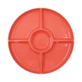 thumbnail image 1 of Mainstays 12-in Plastic Paprika Red 5 Compartment Round Stackable Snack Serving Tray, 1 of 6