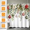 thumbnail image 2 of Tchckioa 72x72 Inch Shower Curtain for Bathroom,Christmas Green Leaves Ball Waterproof Hooks Bath Curtain, 2 of 8