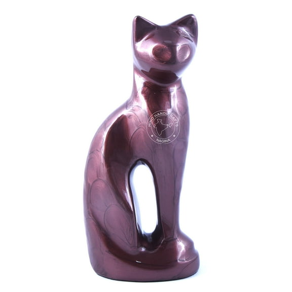 Aluminium Contemporary Cat Cremation Urns for Ashes - Peaceful Pet Memorial Keepsake Urn for Cats |  (15 Cubic Inches, Brown)