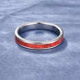 thumbnail image 3 of 4mm Steel Color Tungsten Carbide Ring for Unisex Red Grass Coral Inlay Size 7-12, 3 of 3