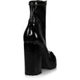 thumbnail image 3 of Schutz Brooke Low Black Lug Sole Round Toe Block Chunky Heel Ankle Boots (Black, 8.5), 3 of 5