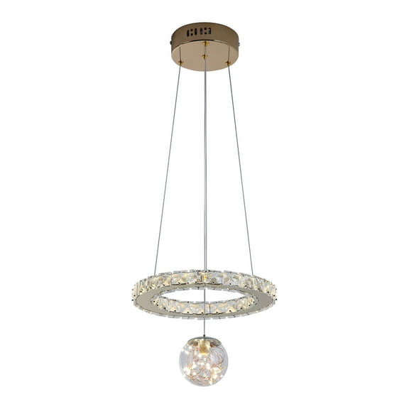 Ceiling Mounted Ring Crystal Chandelier 3-Color Changeable Electroplating LED Beads Chandelier