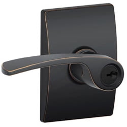 Schlage Lock Company F51AMER716CEN F51A MERANO 716 CEN Century Deco Rose Entry Door Lock Aged Bronze