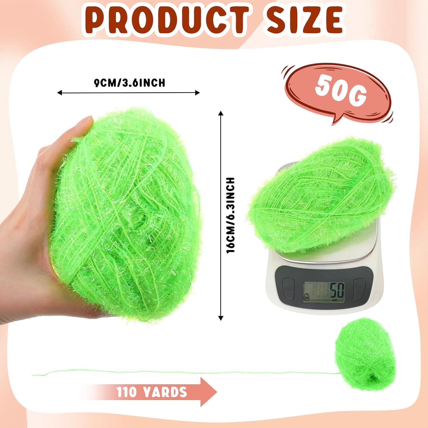 12 Skeins Scrubby Yarn Bundle 100% Polyester Color Yarn, 122 Yards /1.8oz(50g) Each, Crochet and Knitting Supplies(Multicolor)