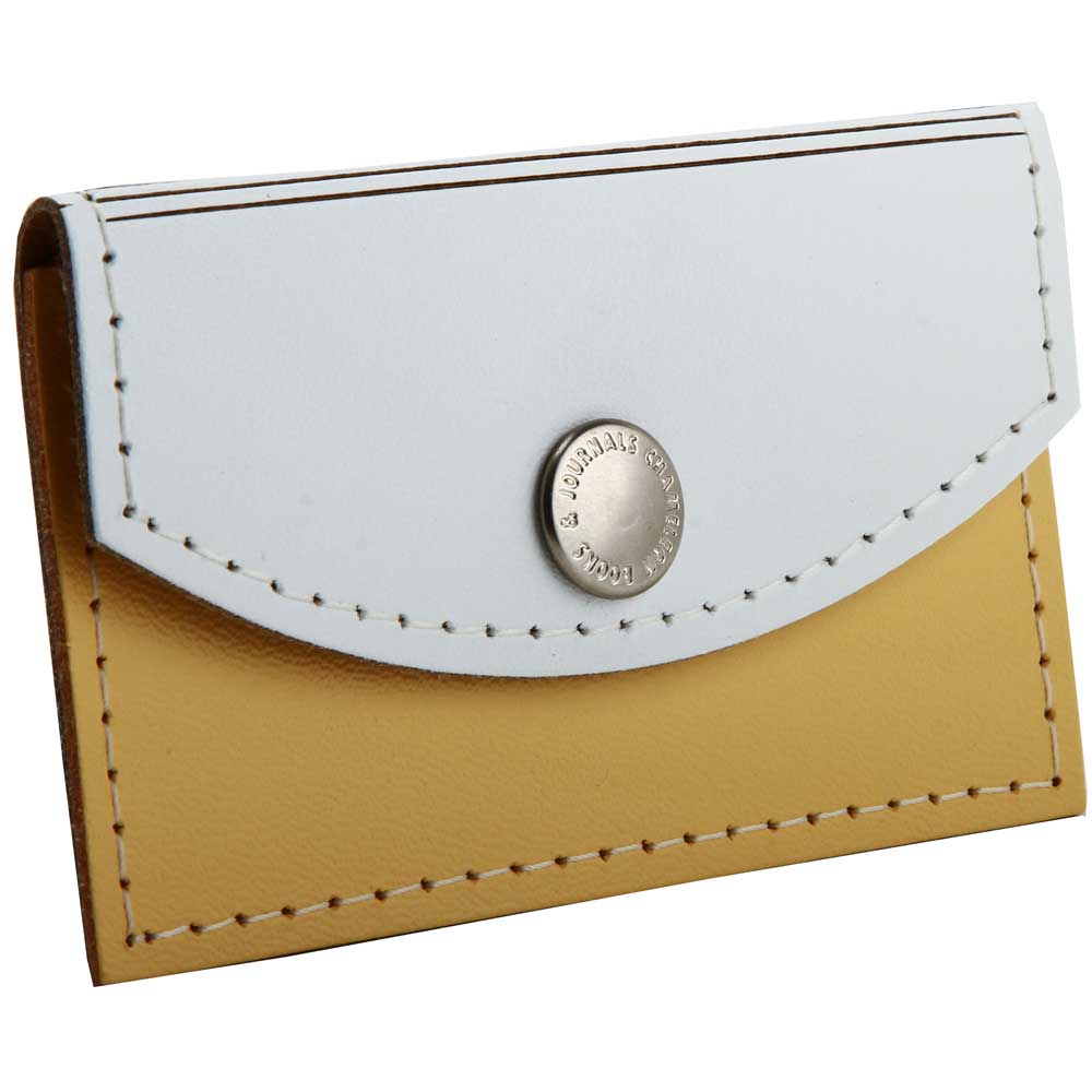 JAM Leather Snap Business Card Case, 1/Pack, Yellow and White