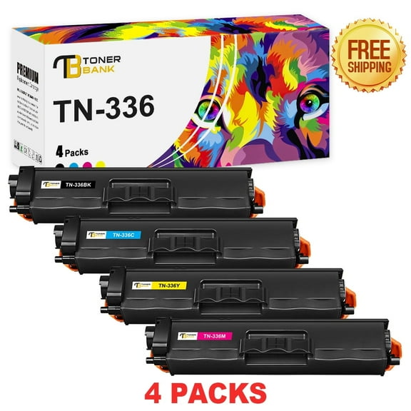 Toner Bank Compatible Toner Cartridge Replacement for Brother TN 336 TN336 TN-336BK TN-336C TN-336M TN-336Y HL-L8350CDW L8350CDWT MFC-L8850CDW Printer(Black, Cyan, Magenta, Yellow, 4-Pack)