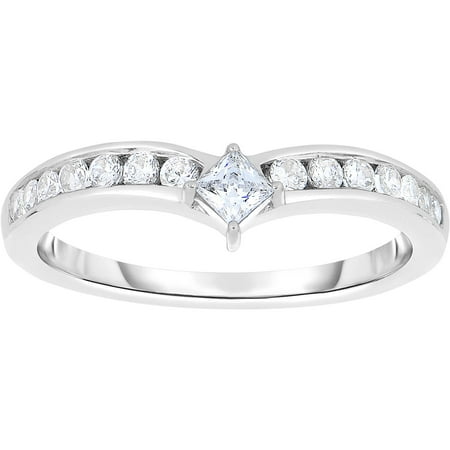 3/8 Carat T.W. Round Diamond 14kt White Gold Solitaire Ring Guard with HI I1-I2 Diamonds