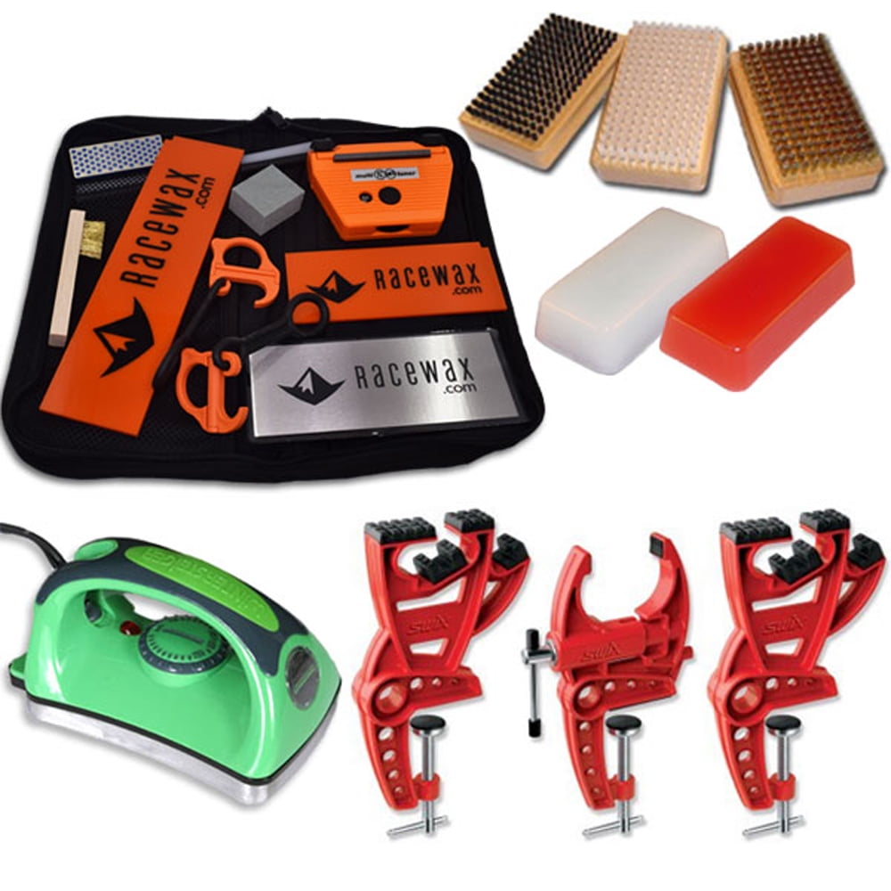 Ski Tune Race Kit with 3 Piece Vise, Iron, 3 Brushes Tools Wax by RaceWax
