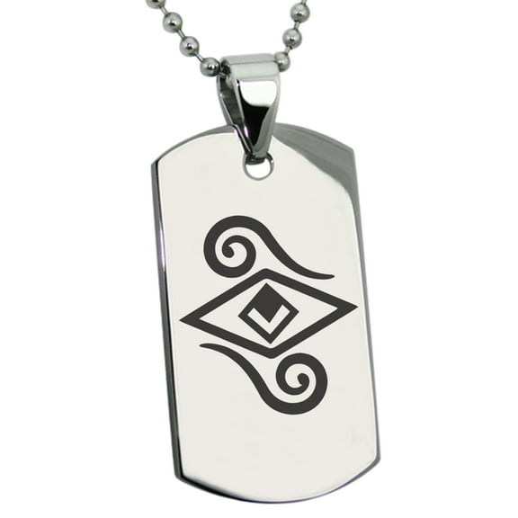 Tioneer Stainless Steel Illusionism Magic Rune Engraved Dog Tag Pendant Necklace