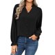 thumbnail image 1 of VISgogo - Blusa informal de manga larga con cuello en V para mujer, color sólido, para primavera y otoño VISgogo moda, 1 of 9
