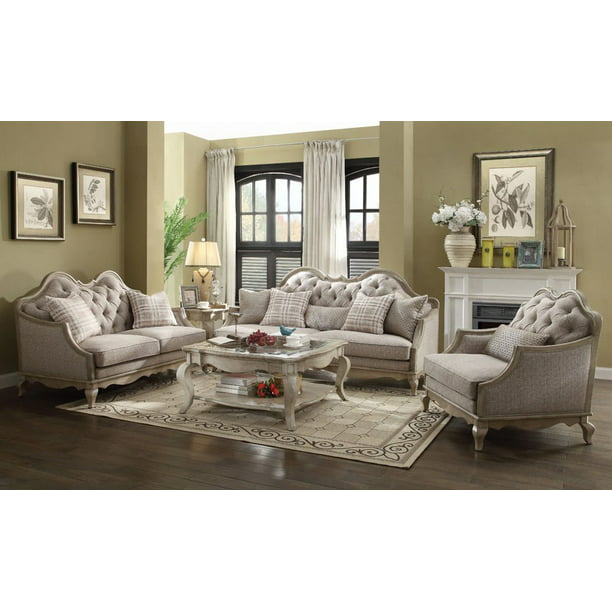 3 Pc Elegant Sofa Loveseat Chair Couch, Sofa Loveseat Set Beige