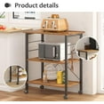 thumbnail image 3 of SogesPower 3-Tier Kitchen Island Microwave Cart with Wheels Kitchen Organizer Storage Shelf- Rustic, 3 of 7