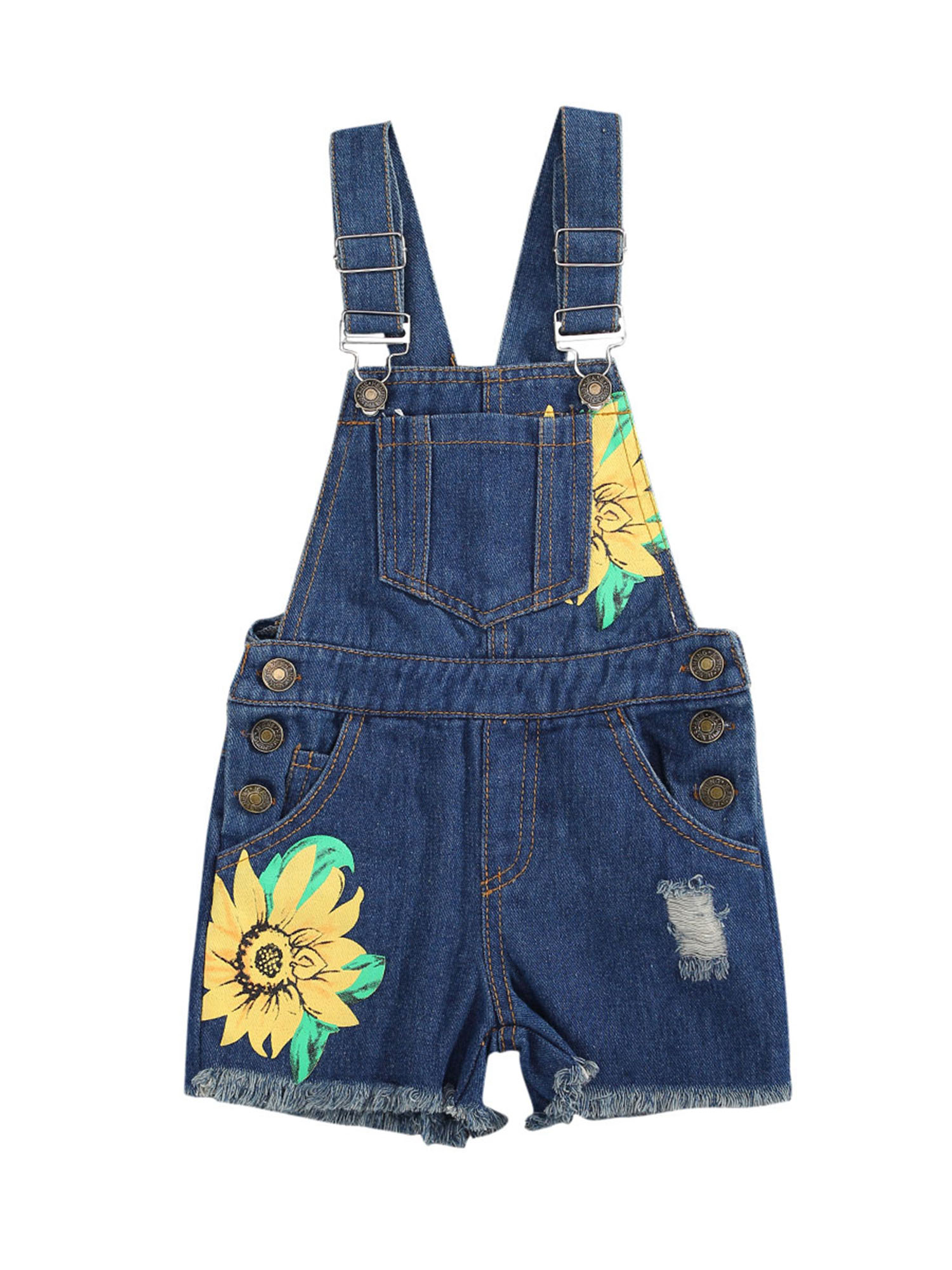 Sunflower Printing Denim Overalls 